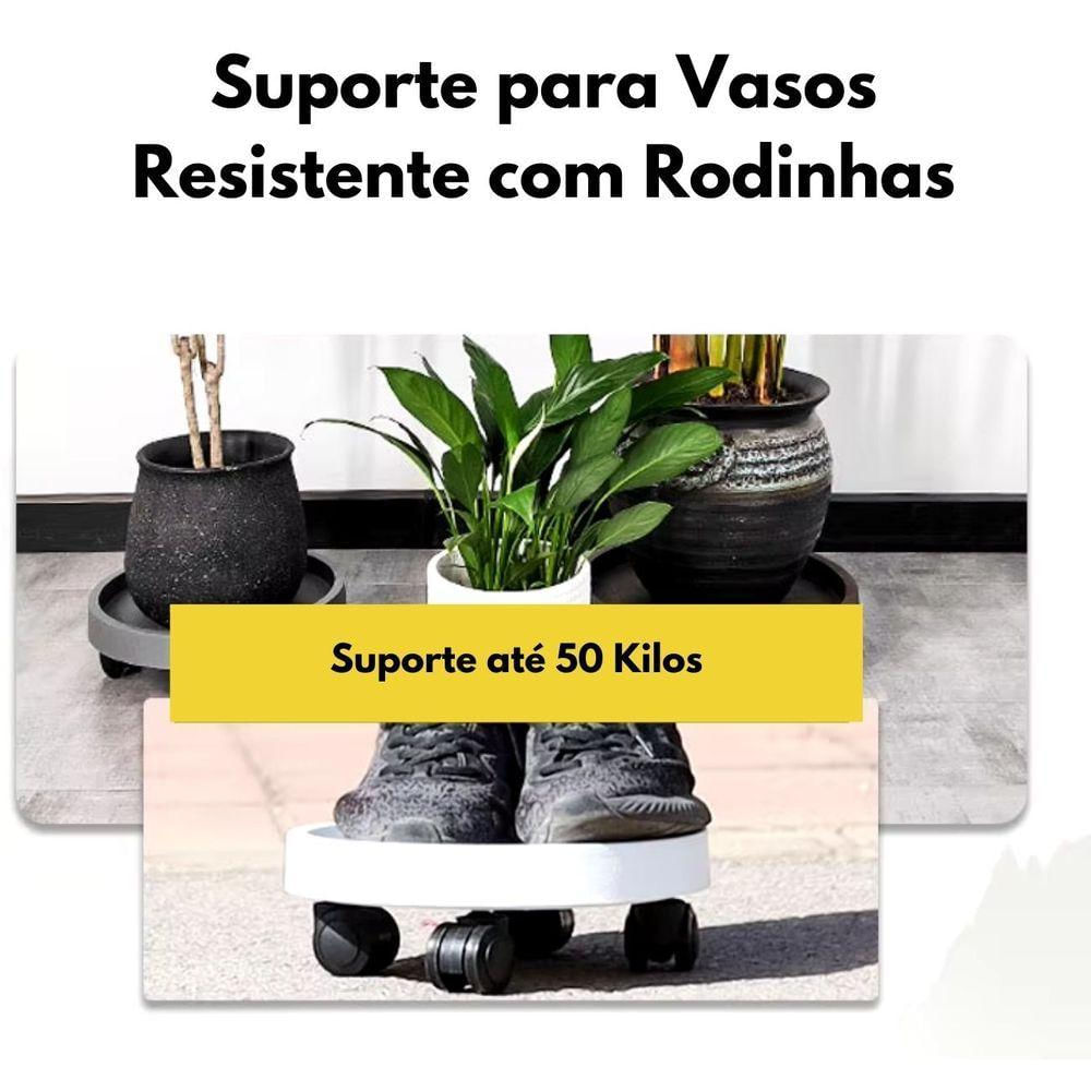 Suporte Para Vaso De Planta Com Rodinhas 40cm Reforçado 50kg Branco