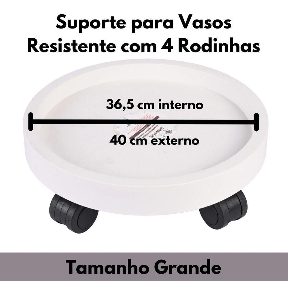 Suporte Para Vaso De Planta Com Rodinhas 40cm Reforçado 50kg Branco