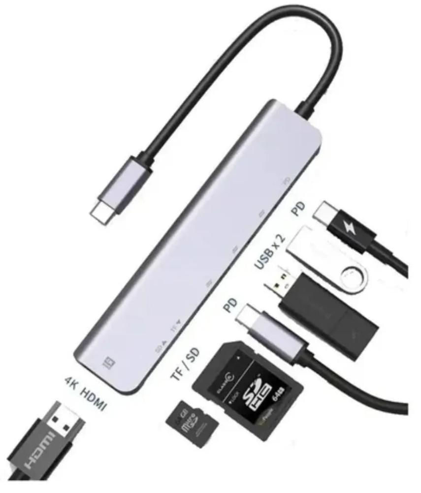 Hub Estação 7x1 Type C Macbook X Usb-C Pd Usb 3.0 Sd Tf Hdmi 4K