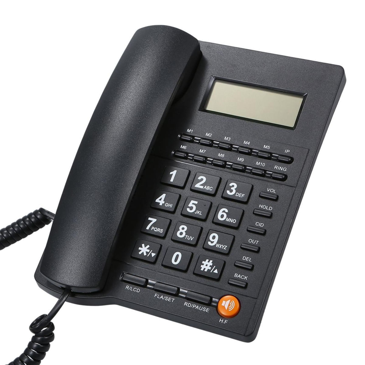 Telefone de mesa com fio telefone fixo com identificação de chamadas tela LCD ajustável