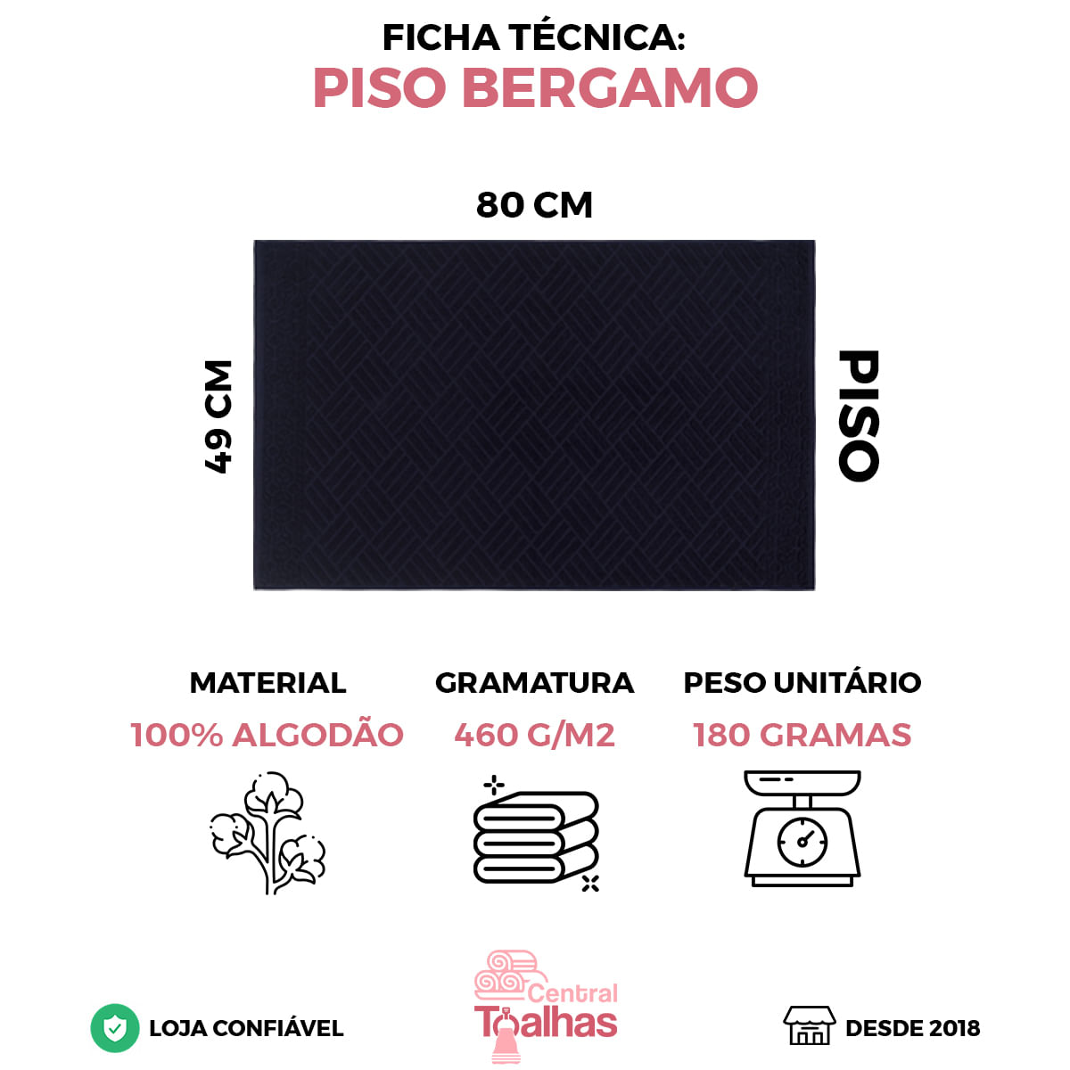 Kit 5 Toalha Piso Gigante Fio Penteado 100% Algodão Bergamo Variadas