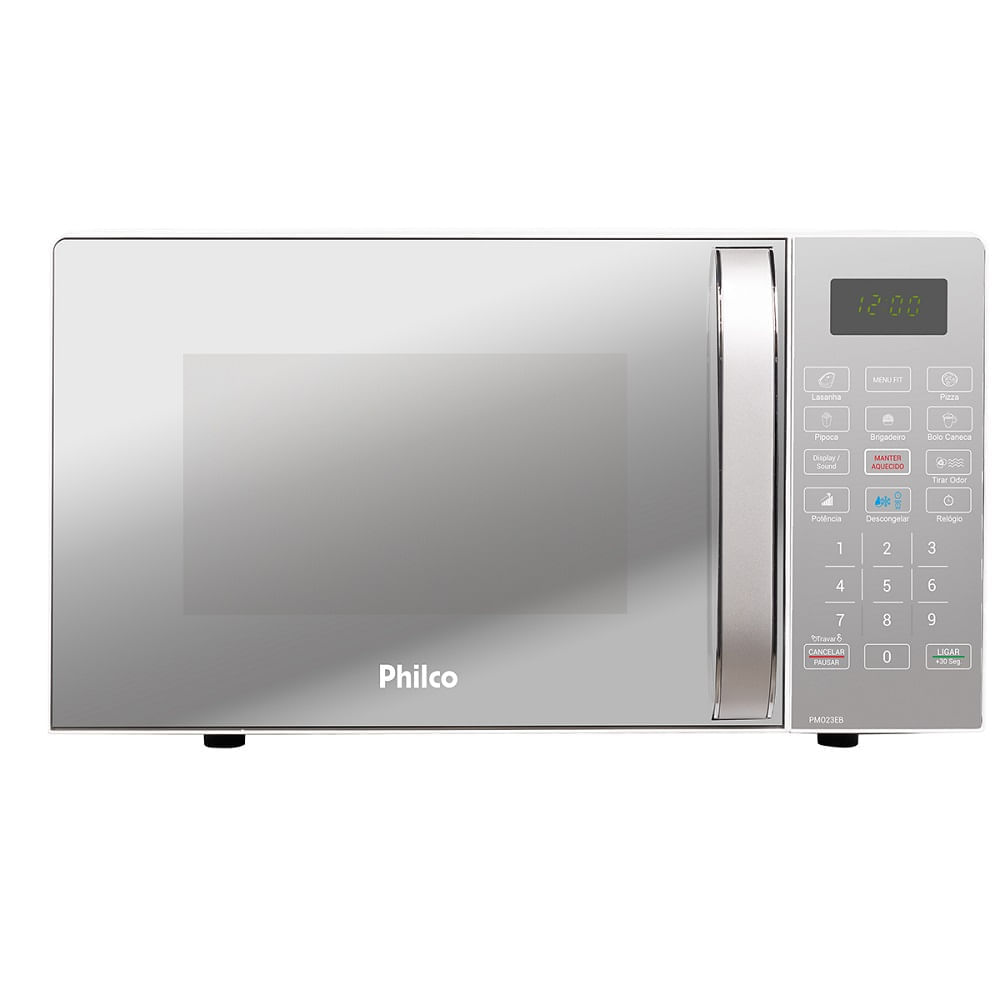 Micro-ondas Philco 20 Litros com Revestimento Limpa Fácil Porta Espelhada Branco PMO23EB – 220 Volts 220 Volts