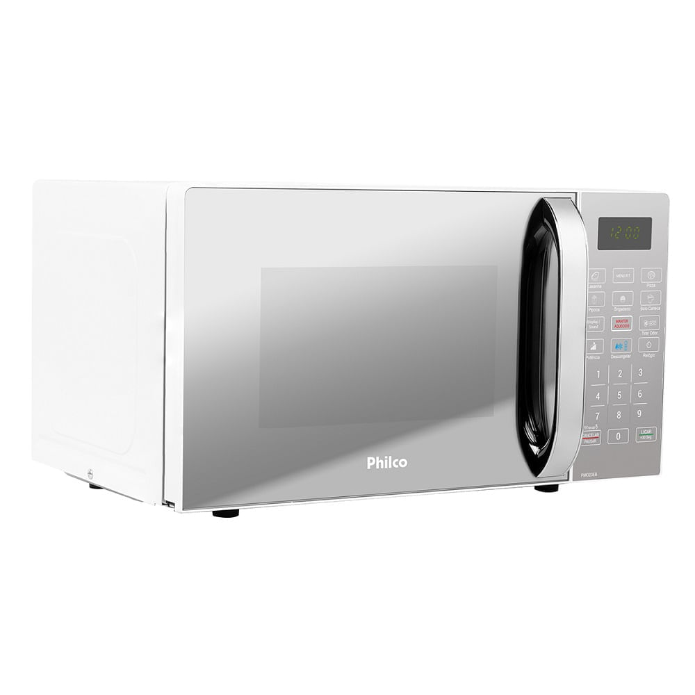 Micro-ondas Philco 20 Litros com Revestimento Limpa Fácil Porta Espelhada Branco PMO23EB – 220 Volts 220 Volts