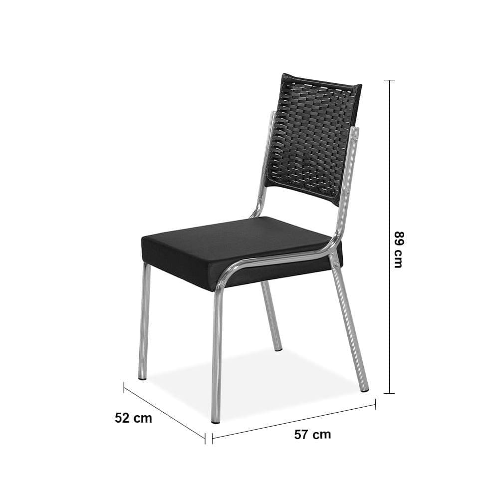 Mesa de Jantar Aço Nobre Kansas com 4 Cadeiras Preto
