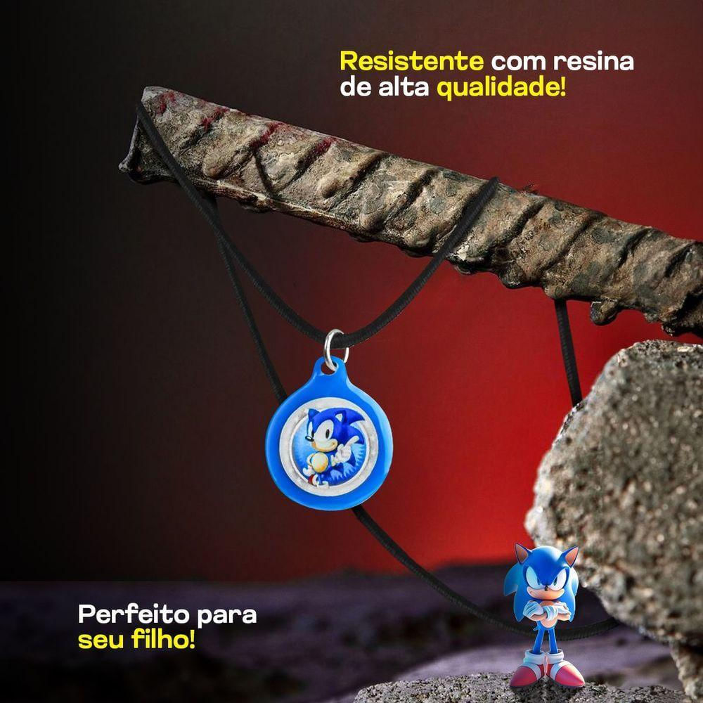 Colar Menino Infantil + Pingente Sonic Qualidade Premium Presente Criança Ajustavel Vermelho Azul