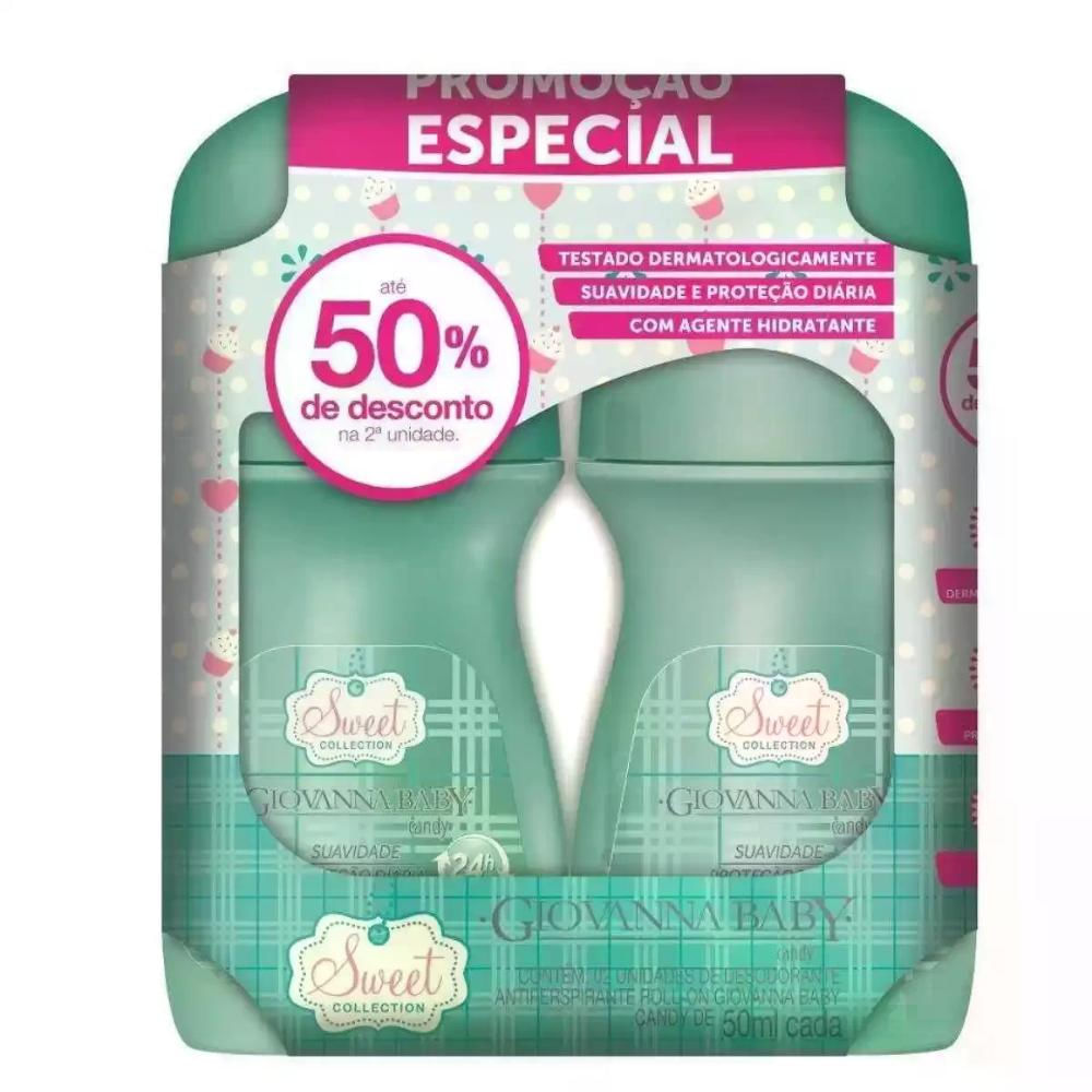 Kit com 2 Desodorante Roll-On Candy Giovanna Baby 100ML