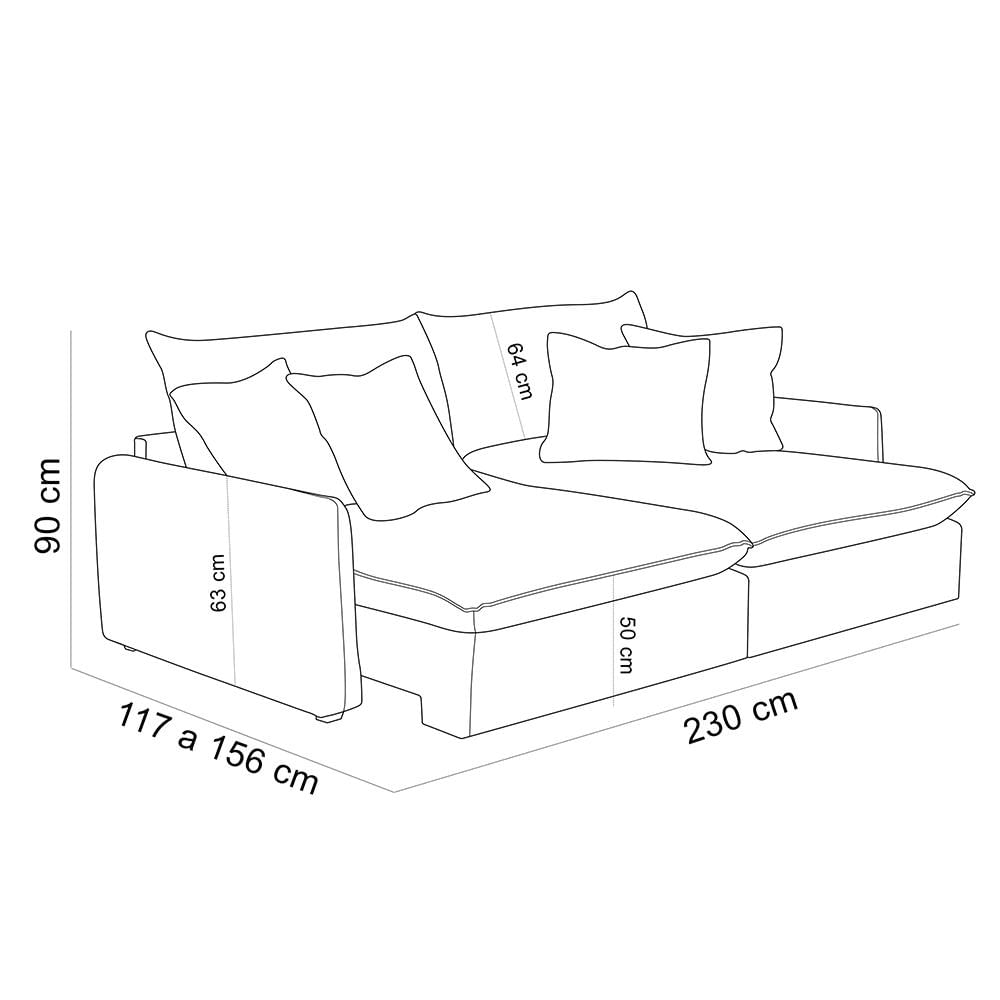 Sofá Cama Retrátil 3 Lugares Para Sala de Estar 230cm Asher T03 Veludo Bege - Lyam Decor