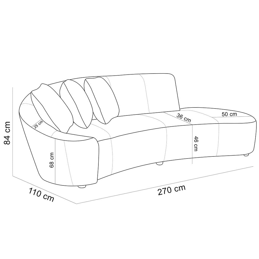 Sofá 4 Lugares Com Puff Orgânico Sala Living 270cm Adam T03 Couro Cristal Marrom - Lyam Decor