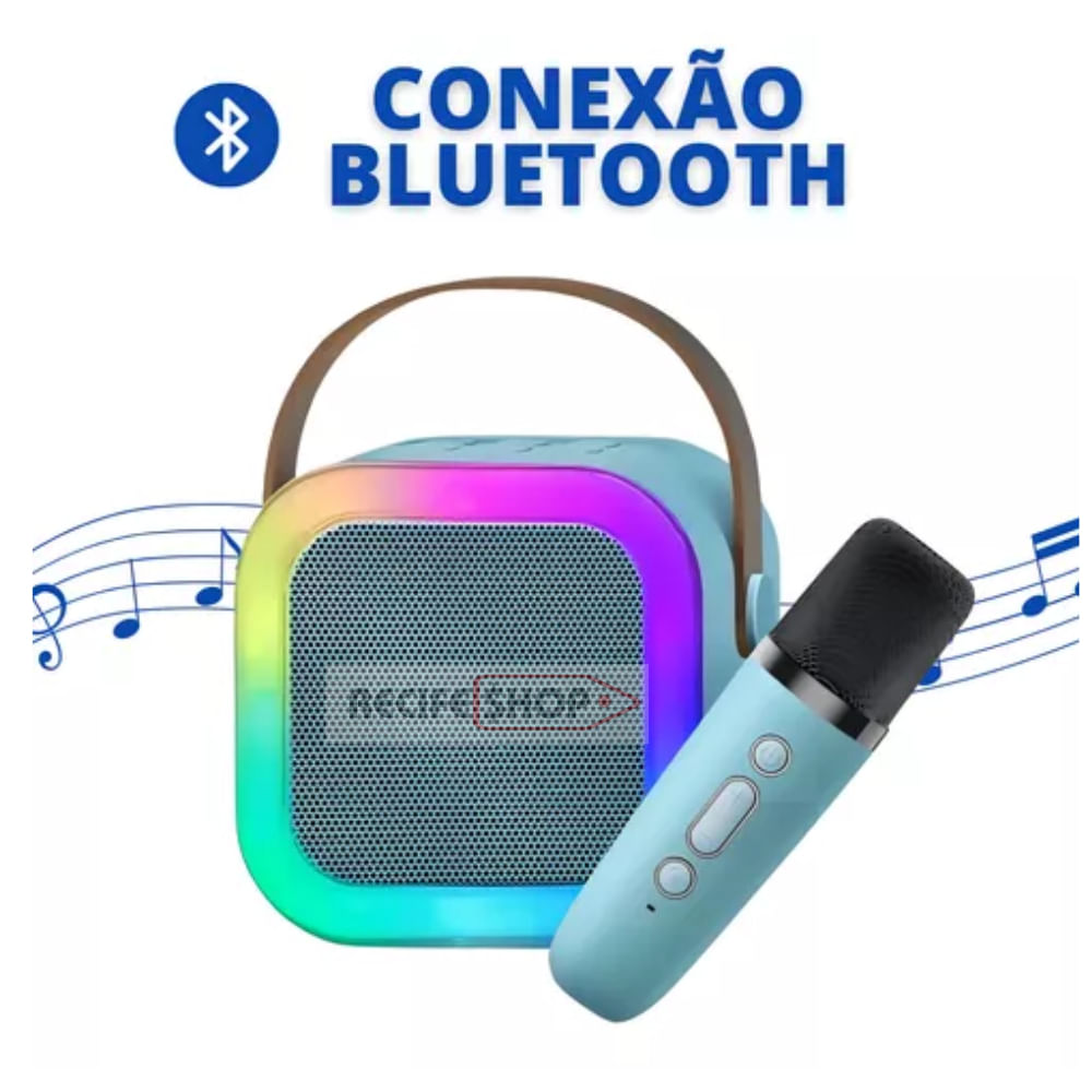 Caixa Som Bluetooth com Microfone e Luzes LED - Pequena, Poderosa e Divertida Cor Sortida