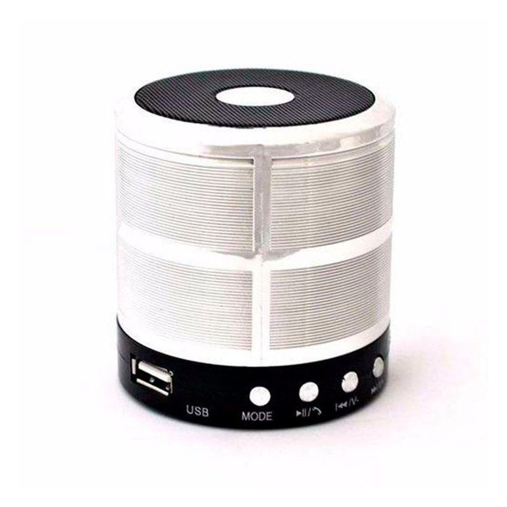 Caixa De Som Bluetooth Recarregável Mini Speaker Portátil Usb Micro Sd Auxiliar Ws-887 Prata .