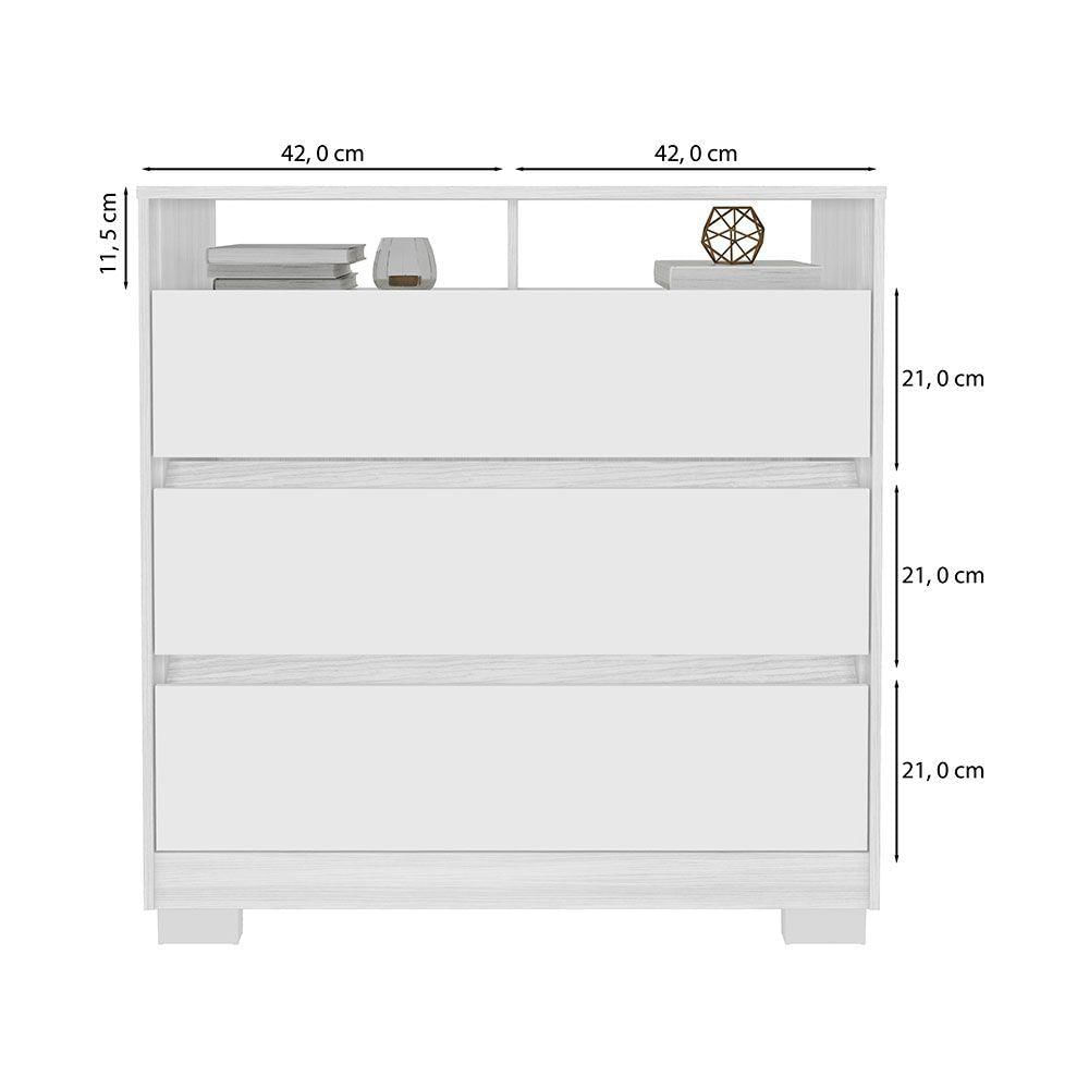 Cômoda Rack Para Quarto 3 Gavetas Atlas Branco - Pallazio