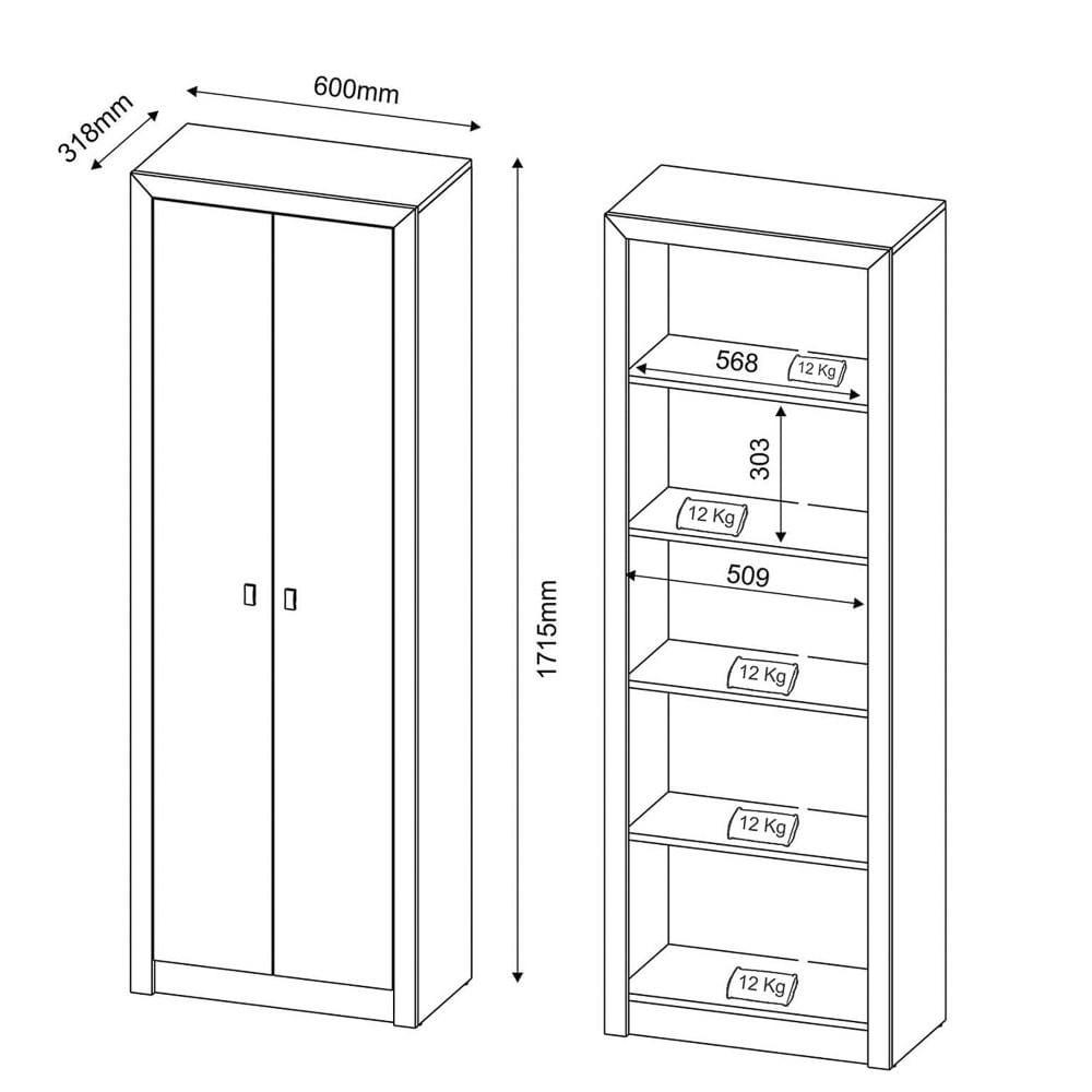 Armário de 171,5 cm para Home Office 02 Portas ME4105 Rústico - Tecno Mobili