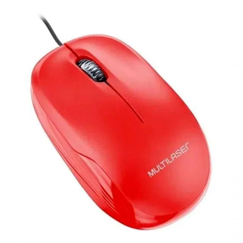 Mouse Classic Box Modelo: Multilaser Mo292 - Vermelho - Office