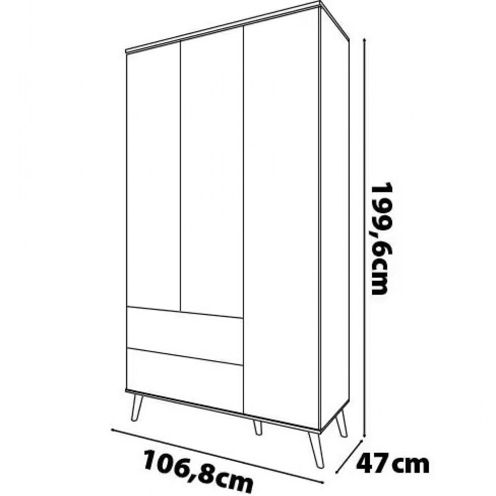 Guarda Roupa Infantil Bartira Ternura com 3 Portas 2 Gavetas e 5 Nichos Azul Wood