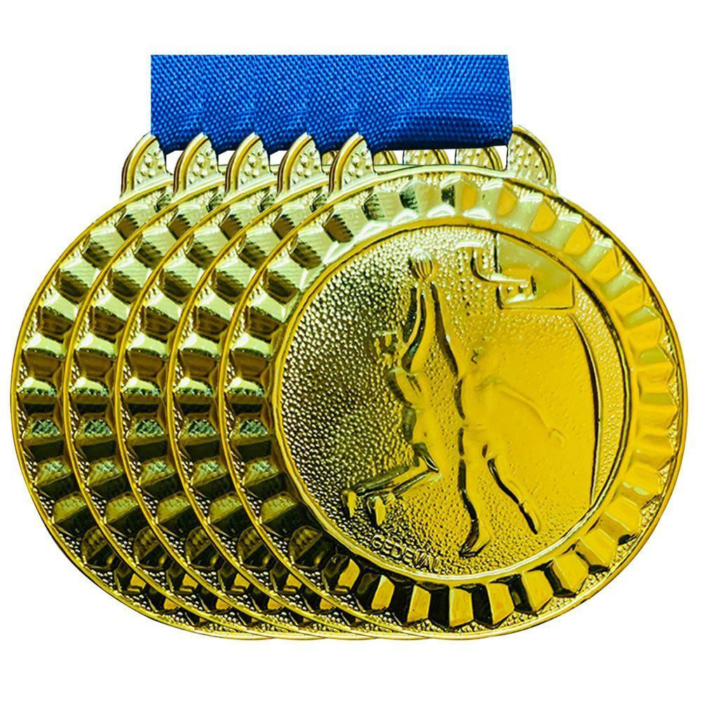 Kit 5 Medalhas Basquete Basquetebol Premiação Torneio 4,5 Cm ouro