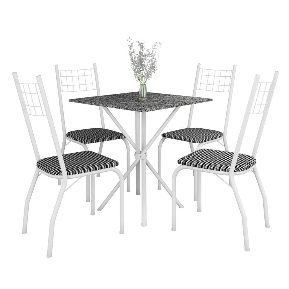 O Conjunto de Mesa Quadrada Brisa com 4 Cadeiras Estofadas Fabone