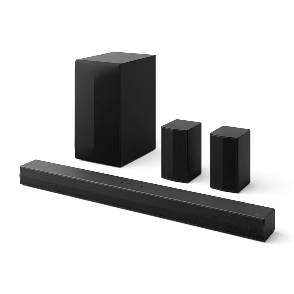 Home Theater Soundbar LG S60TR com 5.1 Canais, Bluetooth, Dolby Digital, Caixas Traseiras Sem Fio, AI Sound Pro, Wow Interface - 440W RMS Preto / Bivolt