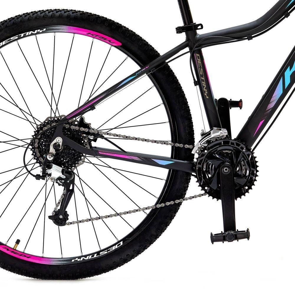 Bicicleta Aro 29 Krw Alumínio 27 Vel Freio Hidráulico Suspensão Com Trava S9 15.5 Preto-Rosa E Azul