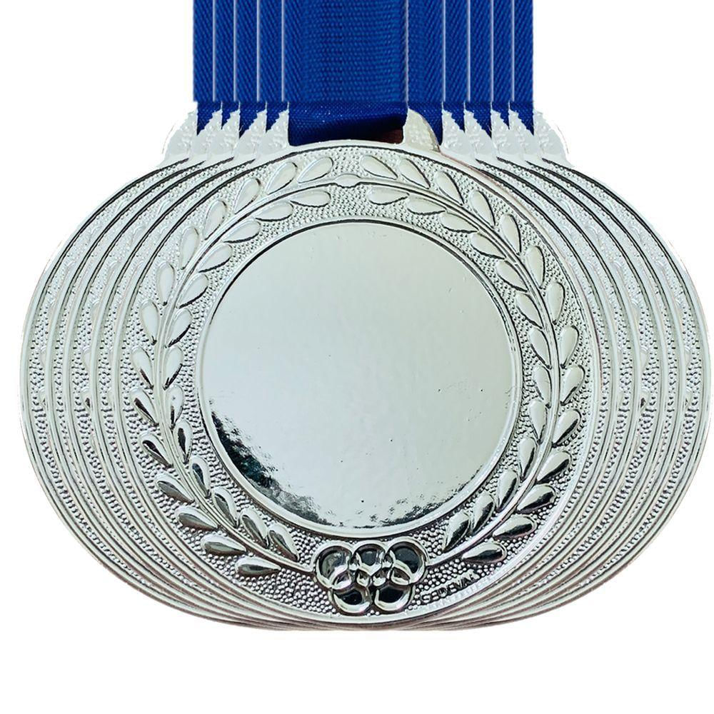 Lote Promocional 150 Medalhas 5,5cm Centro Liso Personaliz. prata