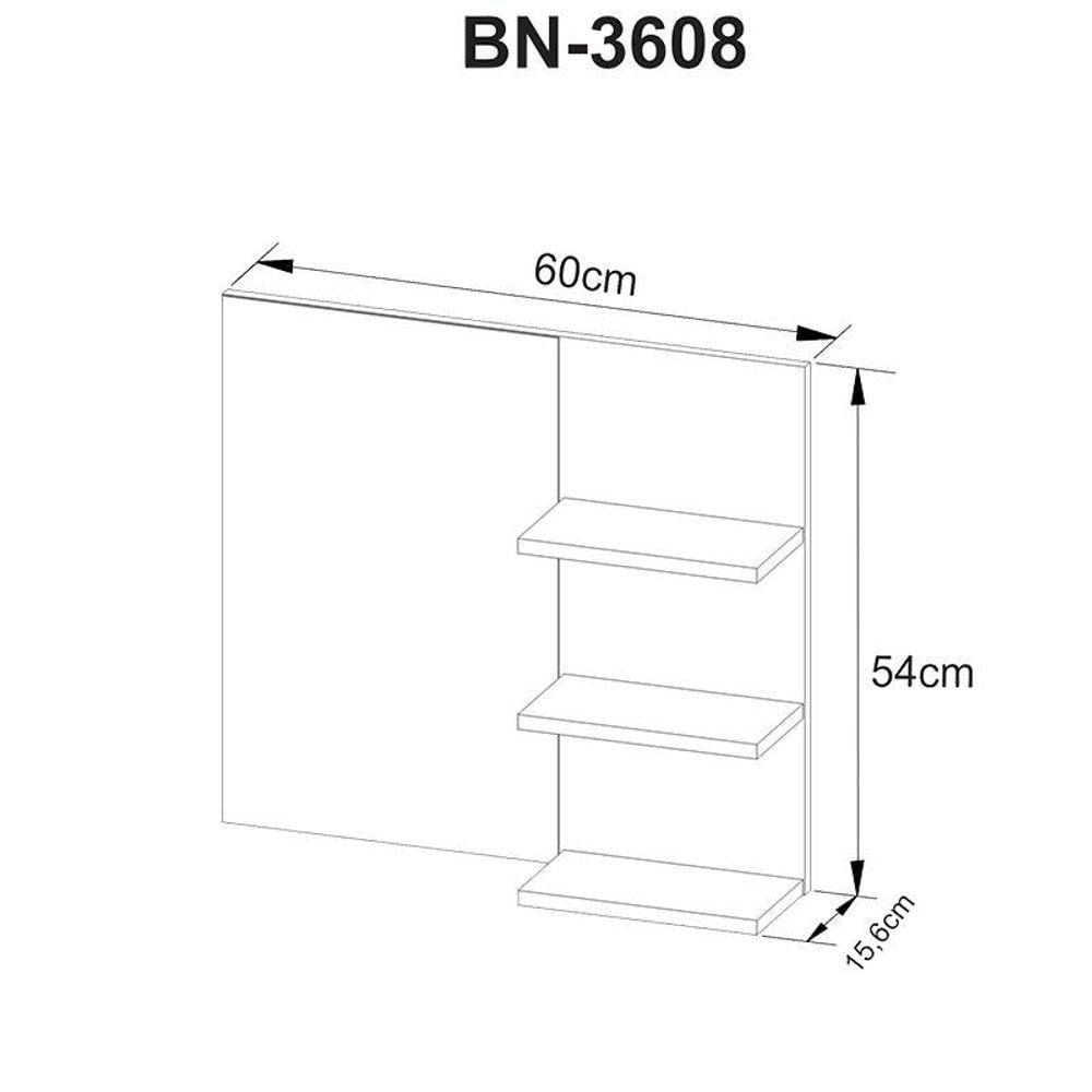 Balcão Gabinete Suspenso Bn3606 Com Espelho Para Banheiro Bn3608 Branco - Tecnomobili