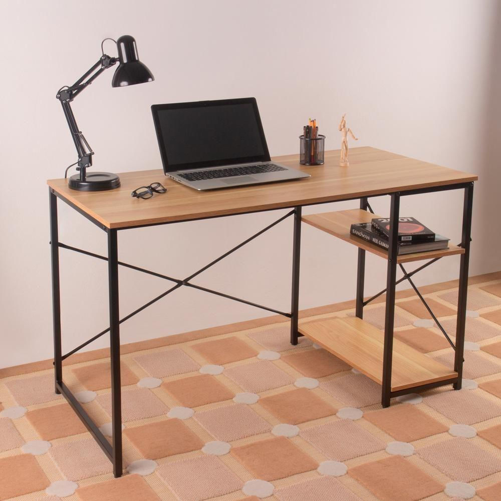 Mesa Escrivaninha De Escritório Flan Com Apoio Laterial Preta 120x60 Preto