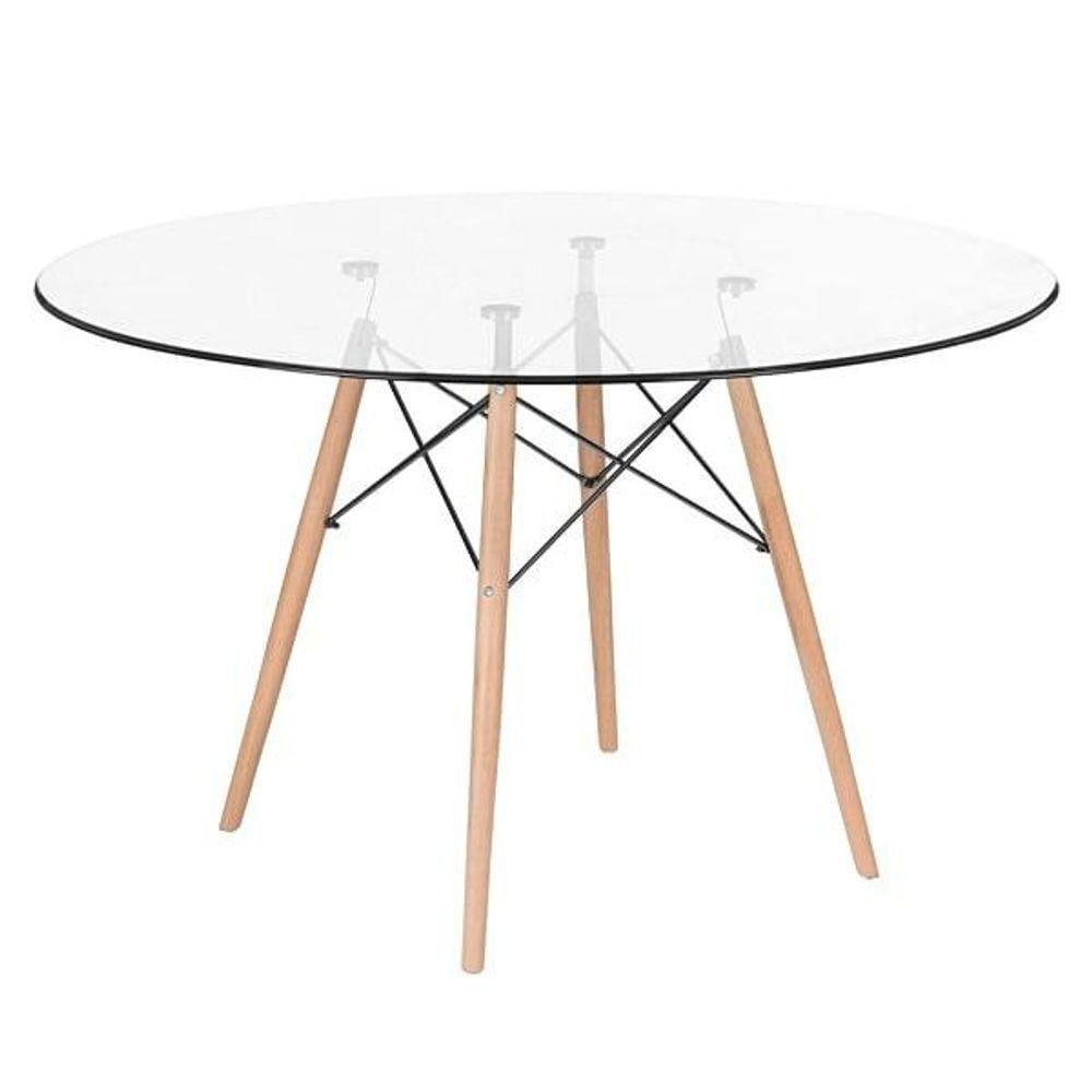 Mesa Tampo De Vidro 120 Cm + 6 Cadeiras Botonê Nude