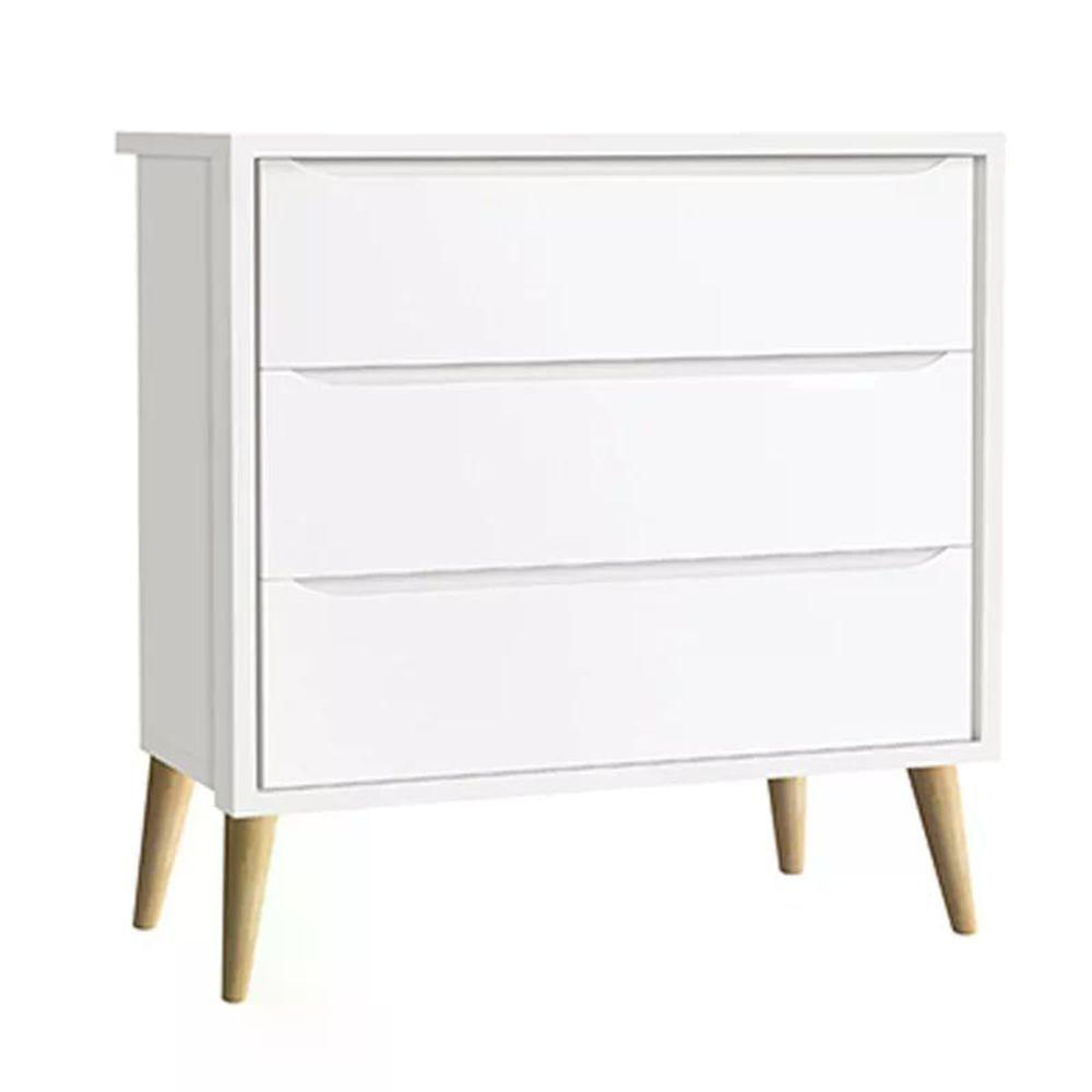 Quarto Infantil Theo 2 Portas Branco Fosco Com Pés Madeira Natural Reller Móveis Branco Fosco