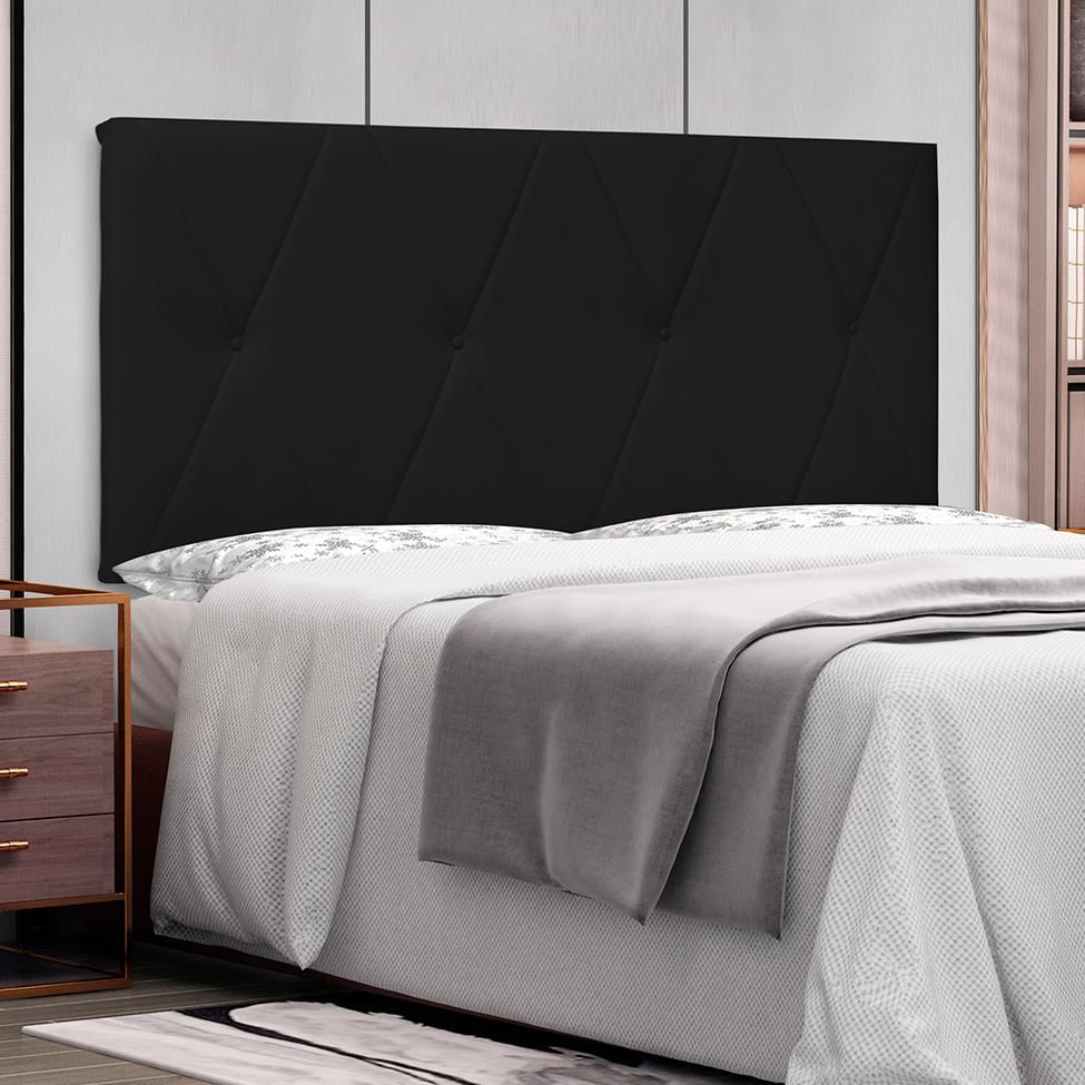 Painel para Cama Box Queen Aquilla Poliuretano Preto