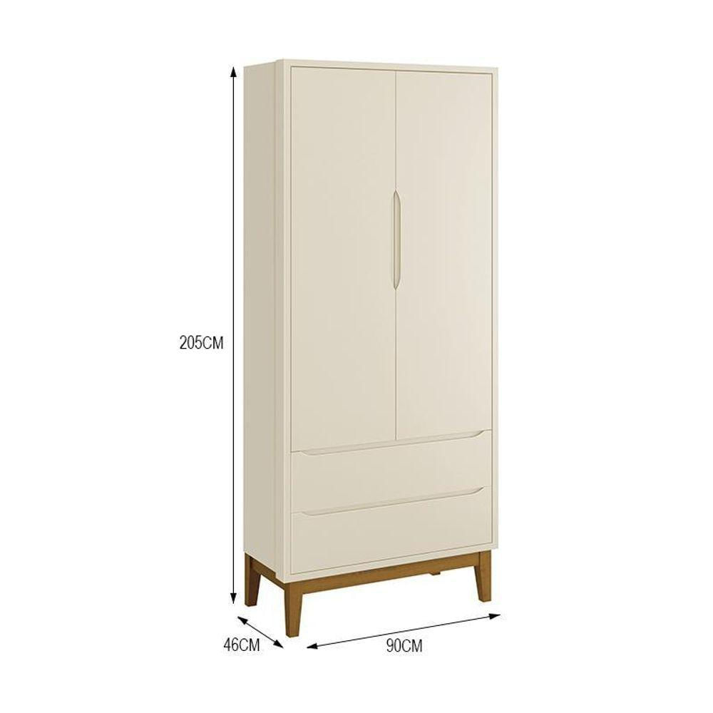 Guarda Roupa Infantil 2 Portas Classic Areia Fosco Com Pés Amadeirado Reller Móveis Areia Fosco