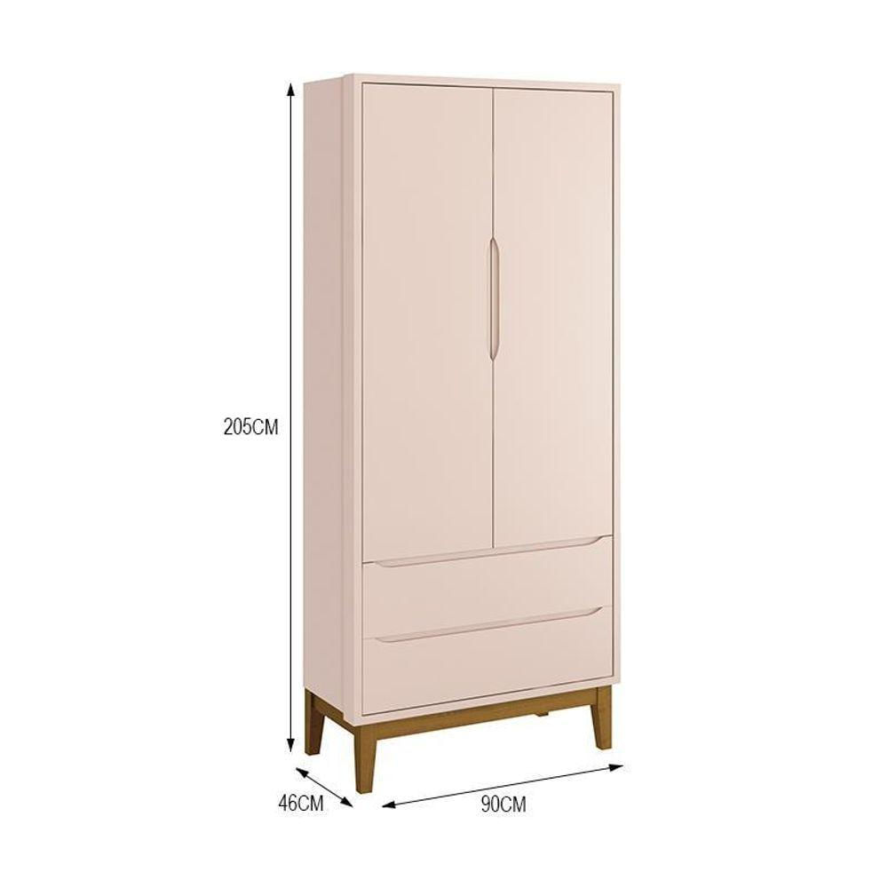 Dormitório Infantil Classic 2 Portas Cômoda 1 Porta E Berço Rosa Fosco Com Pés Amadeirado Reller Móveis Rosa Fosco