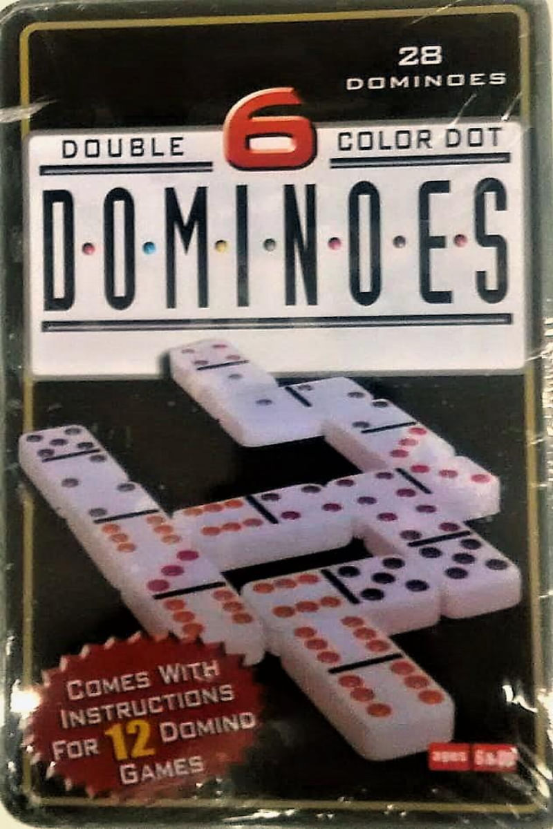 Jogo De Dominós 28 Peças E 9 Cores + Lata - Dominoes