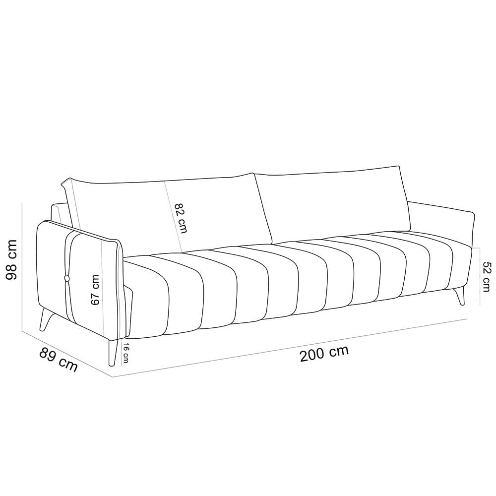 Sofá 3 Lugares Para Sala de Estar Living 200cm Sonata T03 Linho Cru - Lyam Decor