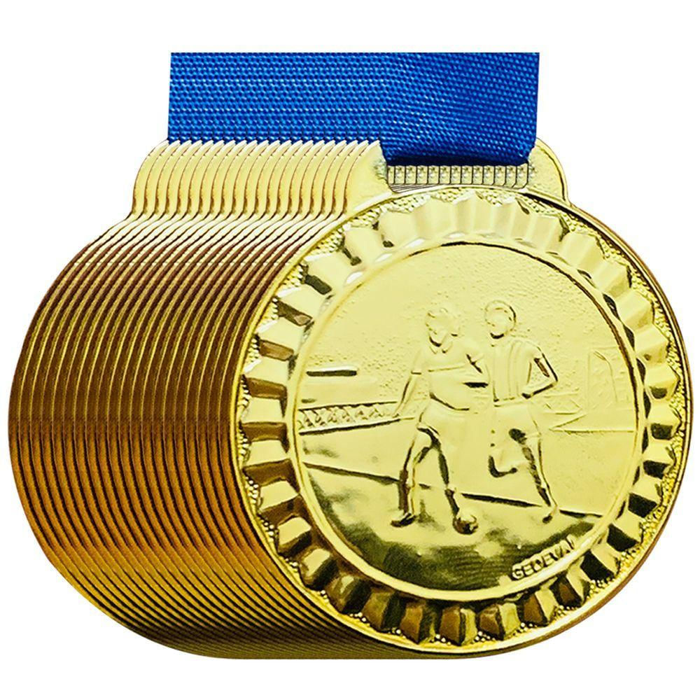 Lote 100 Medalhas 4,5cm Campeonato Futsal Premiação Futebol ouro