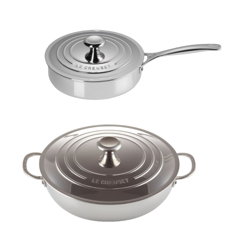 KIT LE CREUSET CAÇAROLA 30CM FRIGIDEIRA 24CM INOX 3-PLY