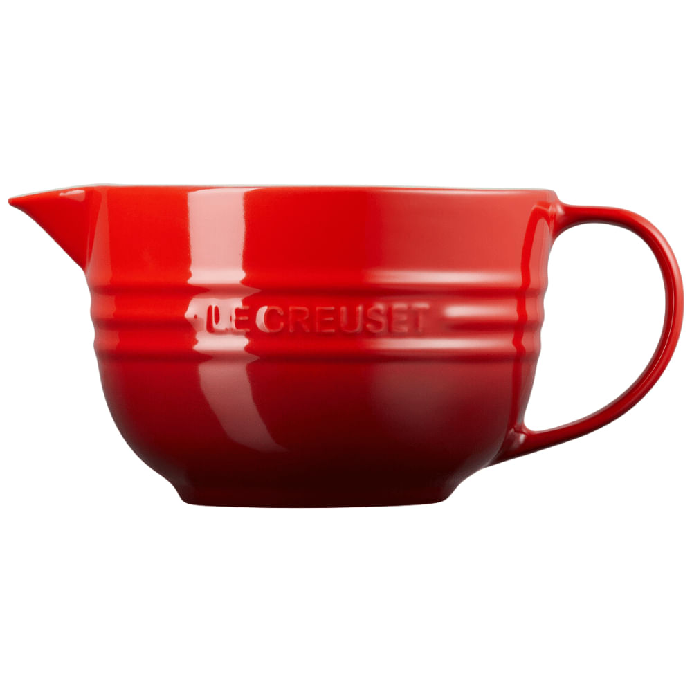 KIT LE CREUSET BOWL PREPARO 2L BANDEJA 6 OVOS E ESPATULA MEDIA VERMELHO