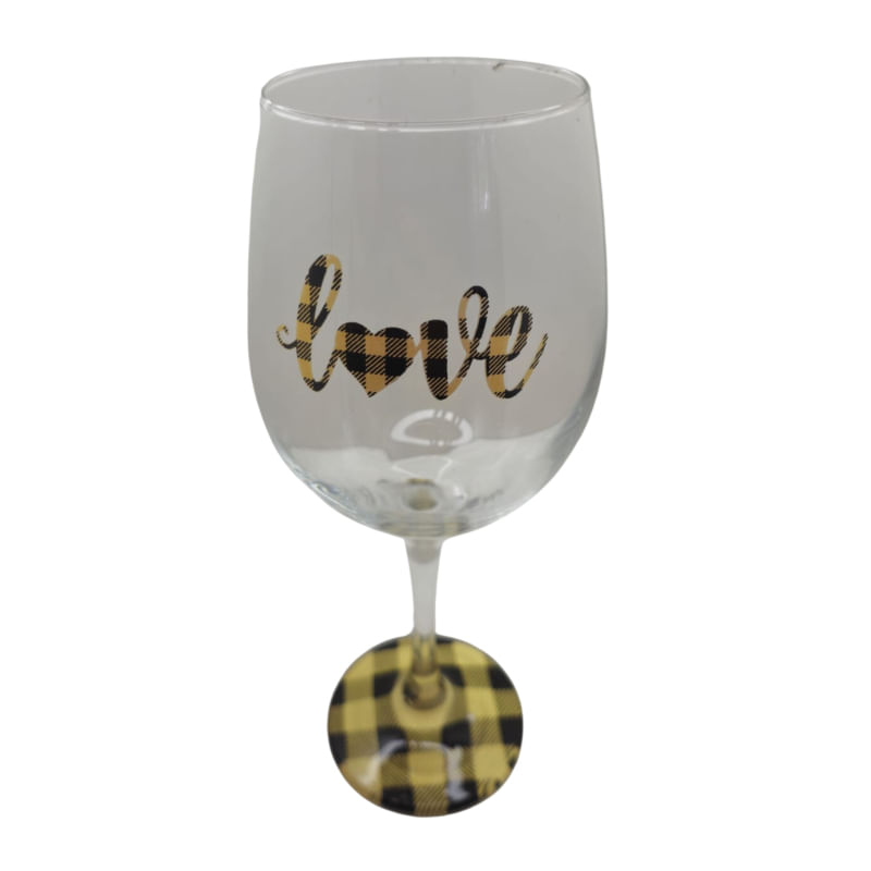 Taça Love Namorados Casal Personalizada Vinho Amarela 490 ml