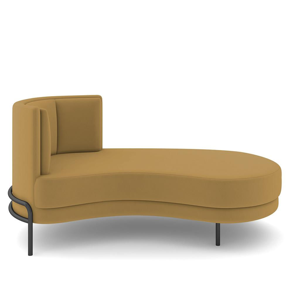 Sofá Chaise Longue Sala de Estar Living Lucca Direito D02 Veludo Mostarda C-260 - Lyam Decor