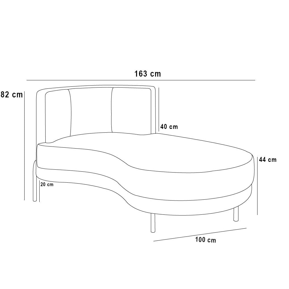 Sofá Chaise Longue Sala de Estar Living Lucca Direito D02 Veludo Mostarda C-260 - Lyam Decor