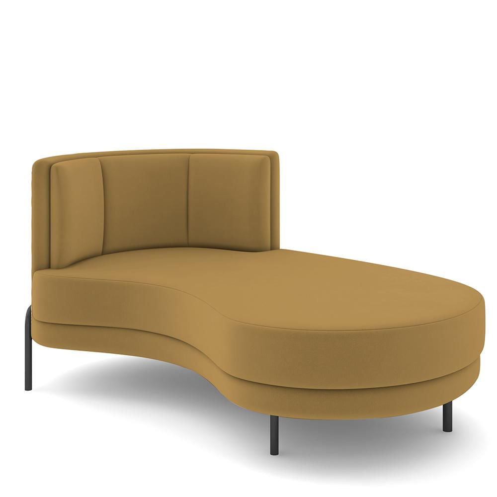 Sofá Chaise Longue Sala de Estar Living Lucca Direito D02 Veludo Mostarda C-260 - Lyam Decor