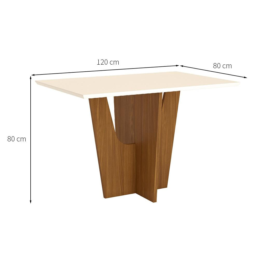 Mesa de Jantar Retangular Danielly Off White e Nature 120 cm