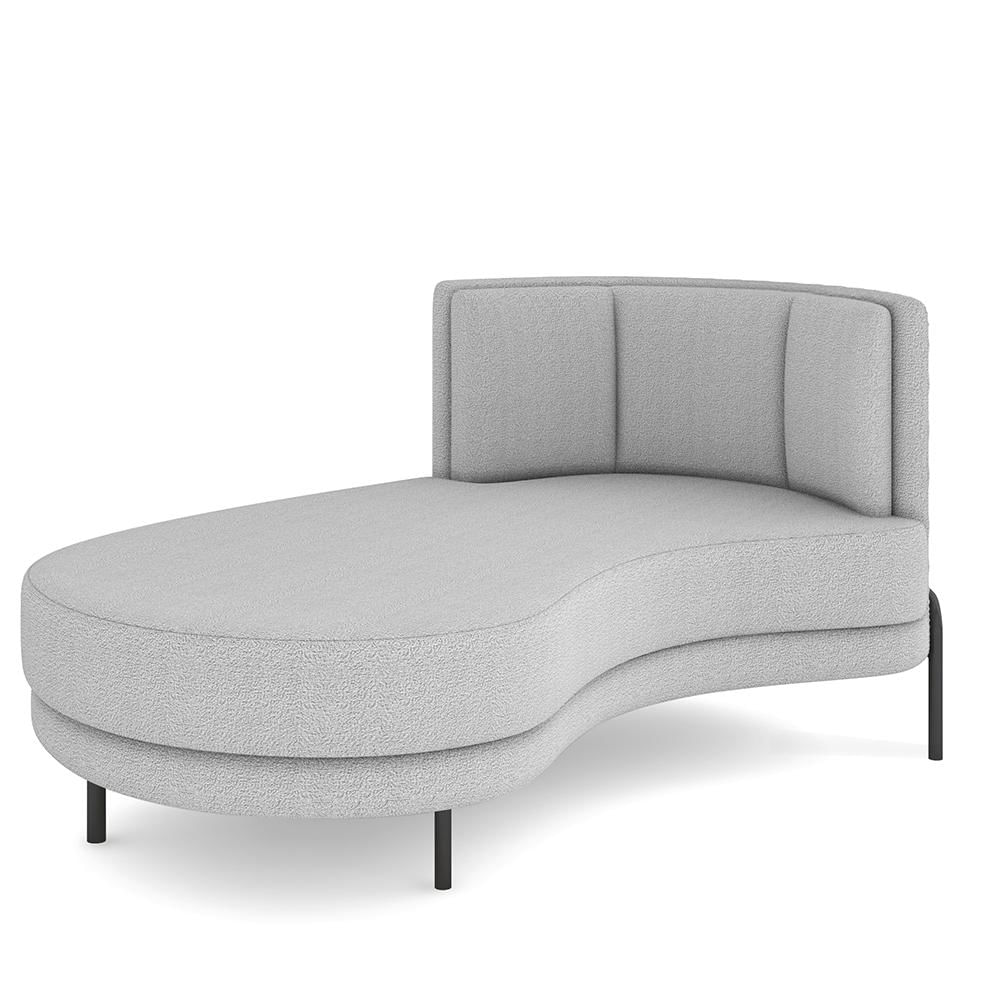 Sofá Chaise Longue Sala de Estar Living Lucca Esquerdo D02 Bouclê Cinza B-56 - Lyam Decor