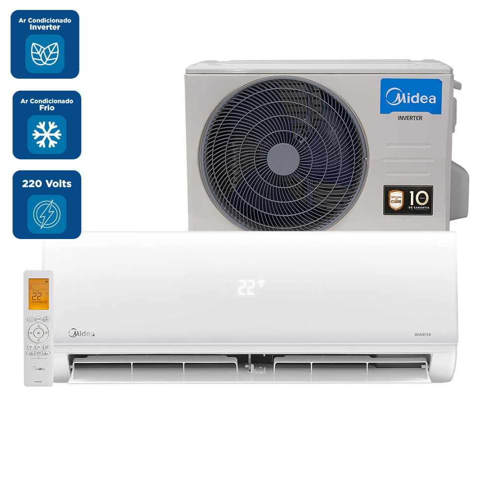 Ar Condicionado Split Hi Wall Inverter Midea Xtreme Save AI Connect 9000 BTU/h Frio 38AGVCJ09M5 – 220 Volts 220 Volts