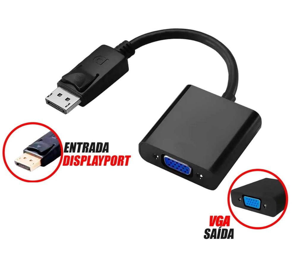 Cabo Adaptador Conversor DP Displayport Para VGA - 15 Cm