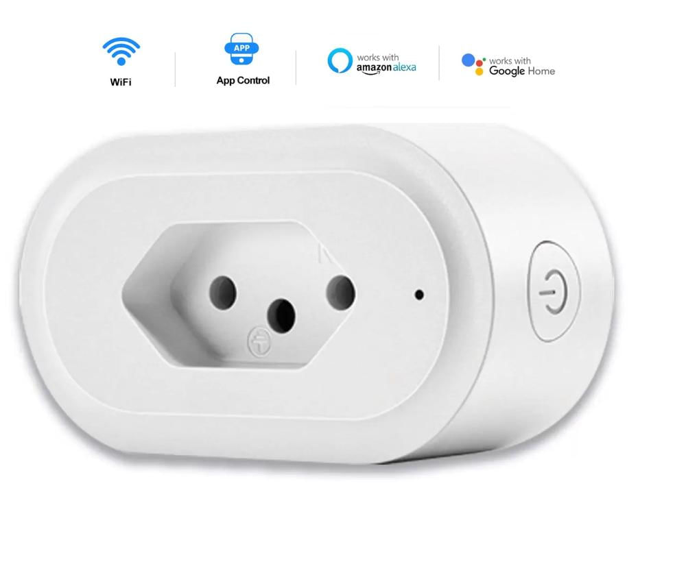Tomada Inteligente Wi-Fi Temporizador Monitor de Consumo Controle APP Alexa Google Assistant