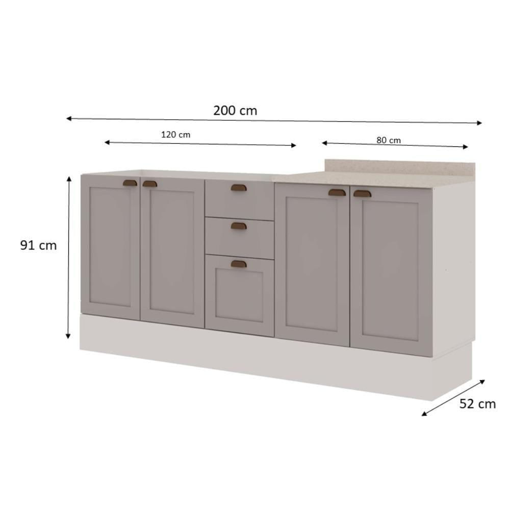 Cozinha 100% Mdf Modulada Iluminata Com Balcão Para Cooktop Branco Fendi