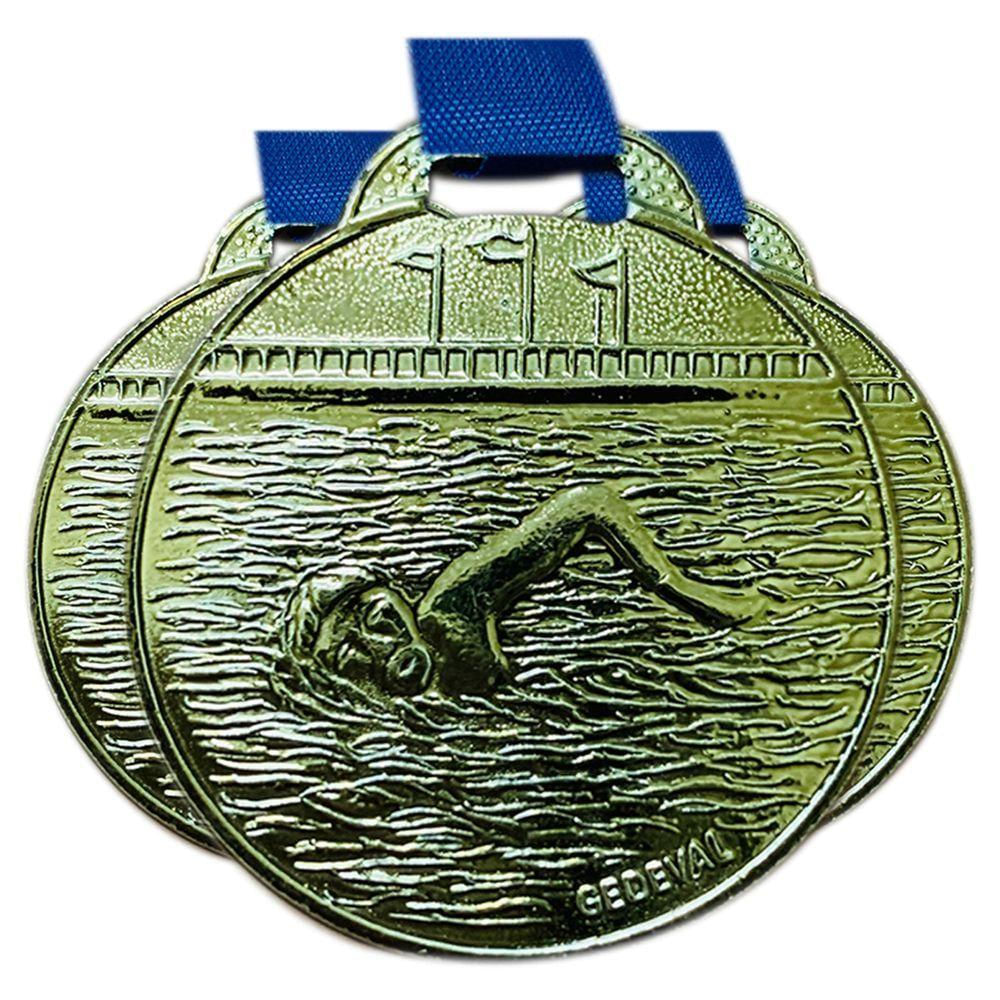 Kit 50 Medalhas Natação Esporte Campeonato Torneio 35mm ouro