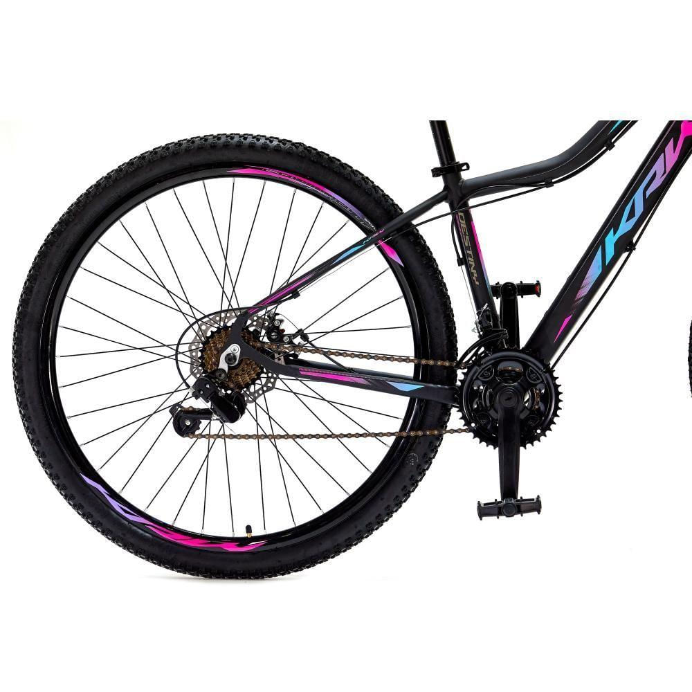 Bicicleta Aro 29 Krw Alumínio 27 Vel Freio Hidráulico Suspensão Dianteira S8 15.5 Preto-Rosa E Azul
