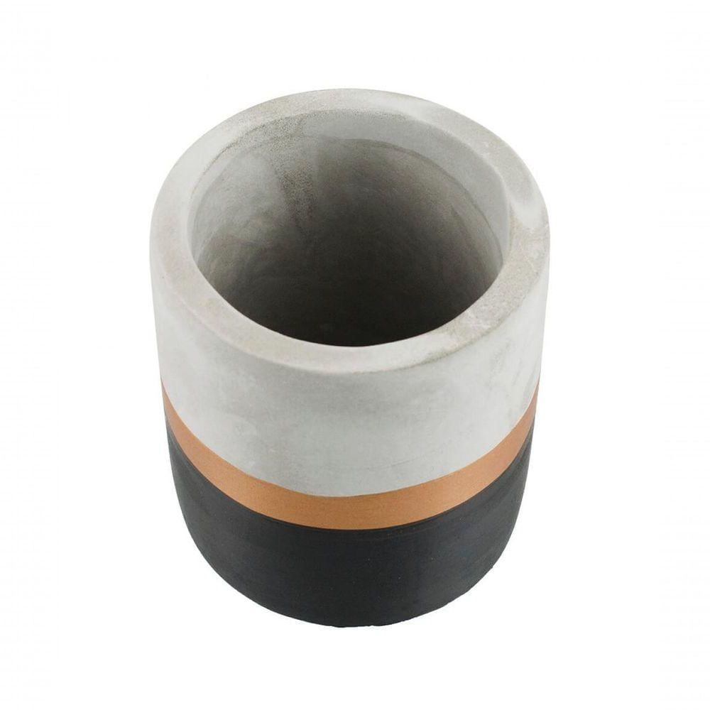 Vaso Cimento Base Preto 9x8x8cm - Tudo Em Caixa