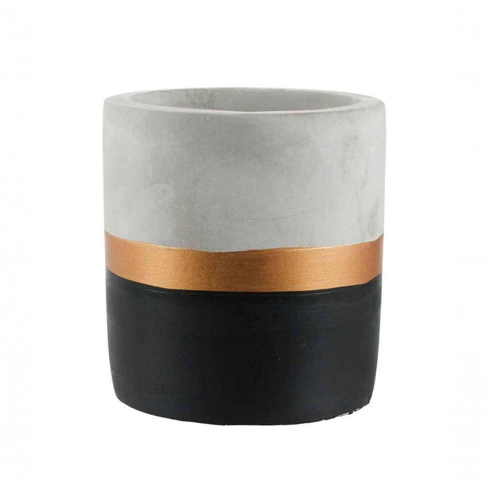 Vaso Cimento Base Preto 9x8x8cm - Tudo Em Caixa