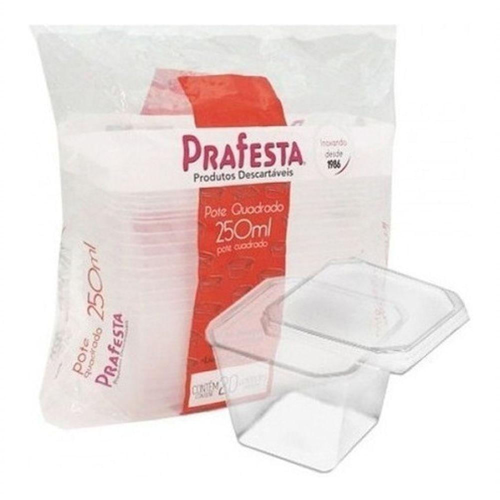 Kit Pote Prafesta Quadrado Bolo No Pote 250ml Com 100 Un